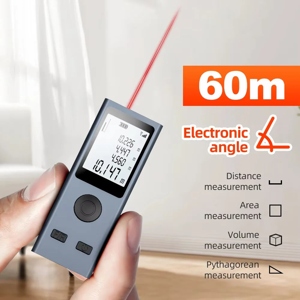 Mini Size Laser Distance Meter with USB Rechargeable Measurement Pythagoras Area Volume Measurement M/FT/IN Unit Swi