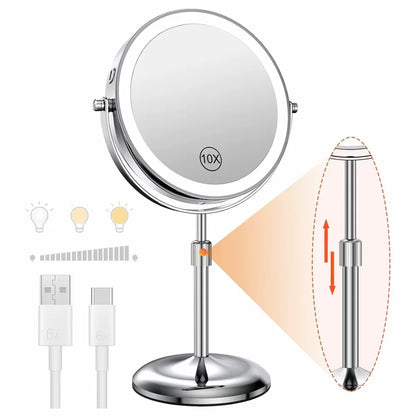 1x/10x Lighted Magnifying Tabletop Vanity Mirror