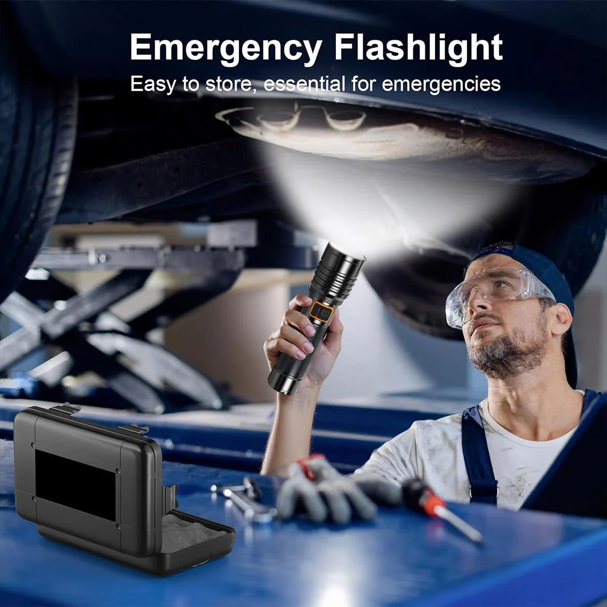 EDC Tactical Flashlight Fire-Starting Flashlight Kit High Power LED Aluminum Alloy Flashlight USB-C Rechargeable Super Bright To