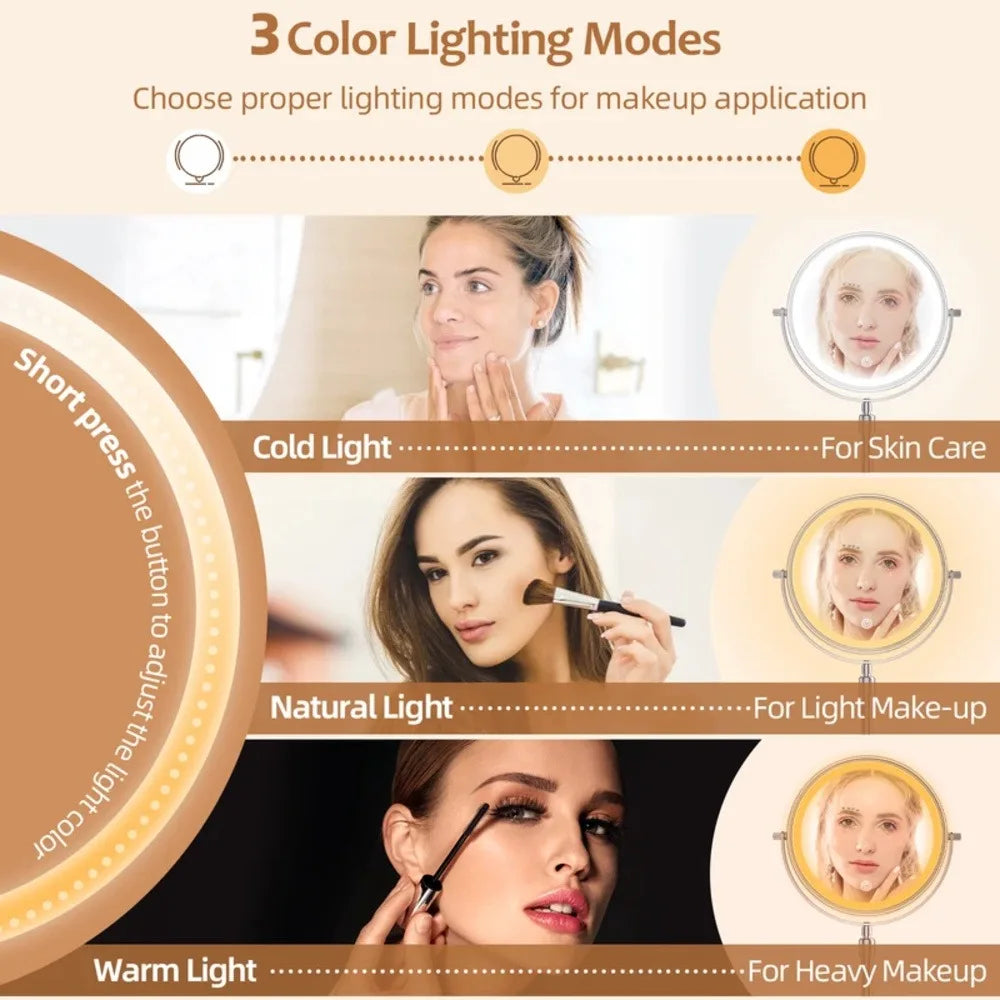1x/10x Lighted Magnifying Tabletop Vanity Mirror