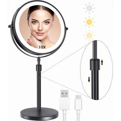 1x/10x Lighted Magnifying Tabletop Vanity Mirror