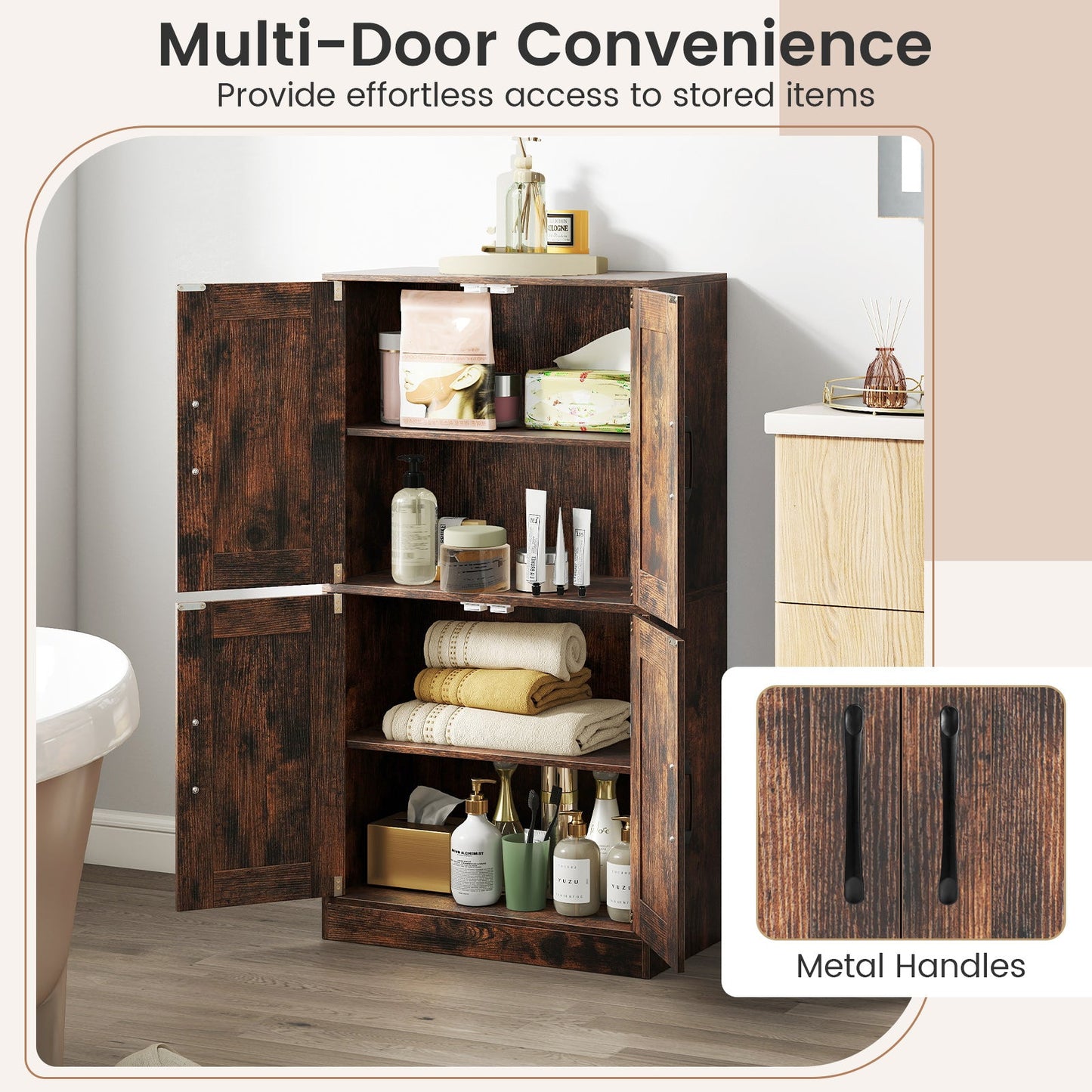 Bathroom Cabinet With Doors And Adjustable Shelves