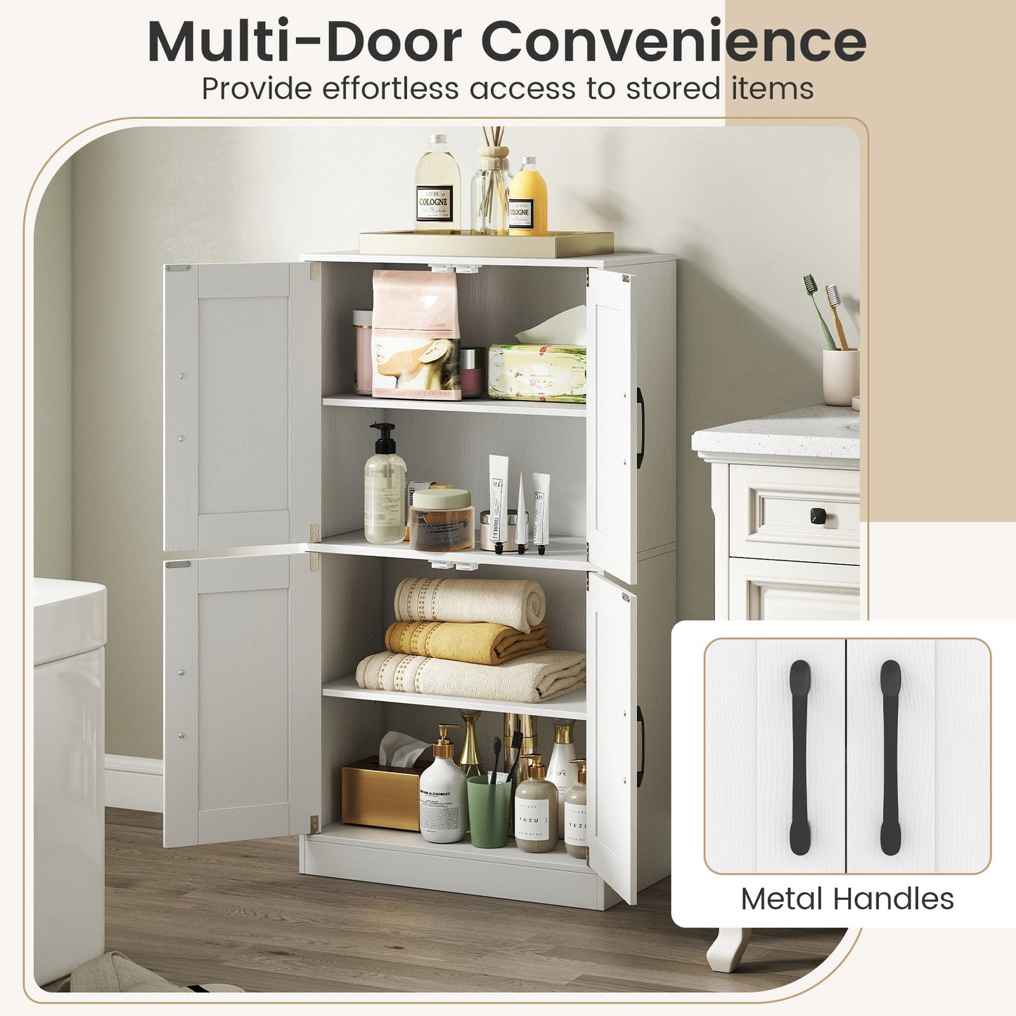 Bathroom Cabinet With Doors And Adjustable Shelves
