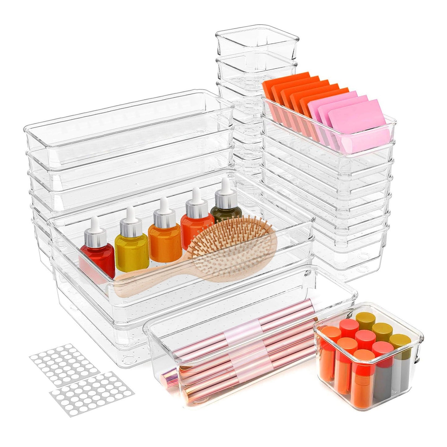 25Pcs Clear Plastic Drawer Organizer