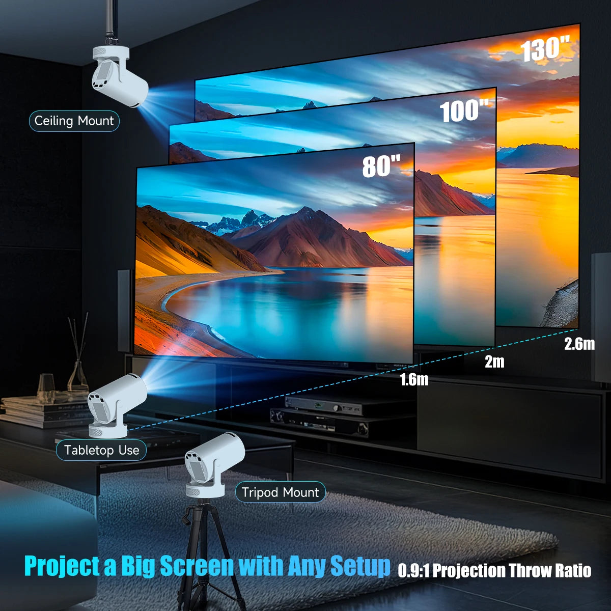 Pro + Projector With 5W Speaker Home Theater Projector