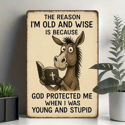 Donkey Tin Sign Funny Old And Wise Quote