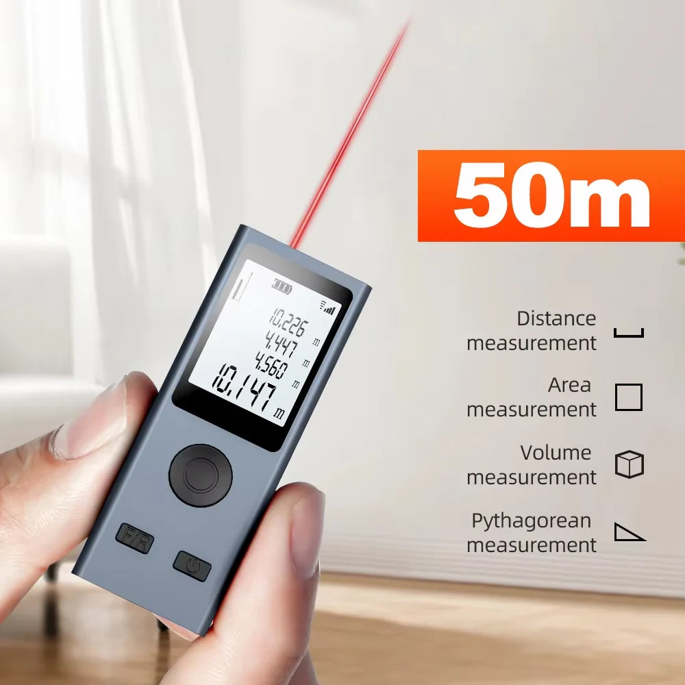 Mini Size Laser Distance Meter with USB Rechargeable Measurement Pythagoras Area Volume Measurement M/FT/IN Unit Swi