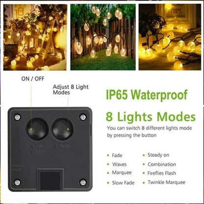 Solar String Lights Outdoor Crystal Fairy Light
