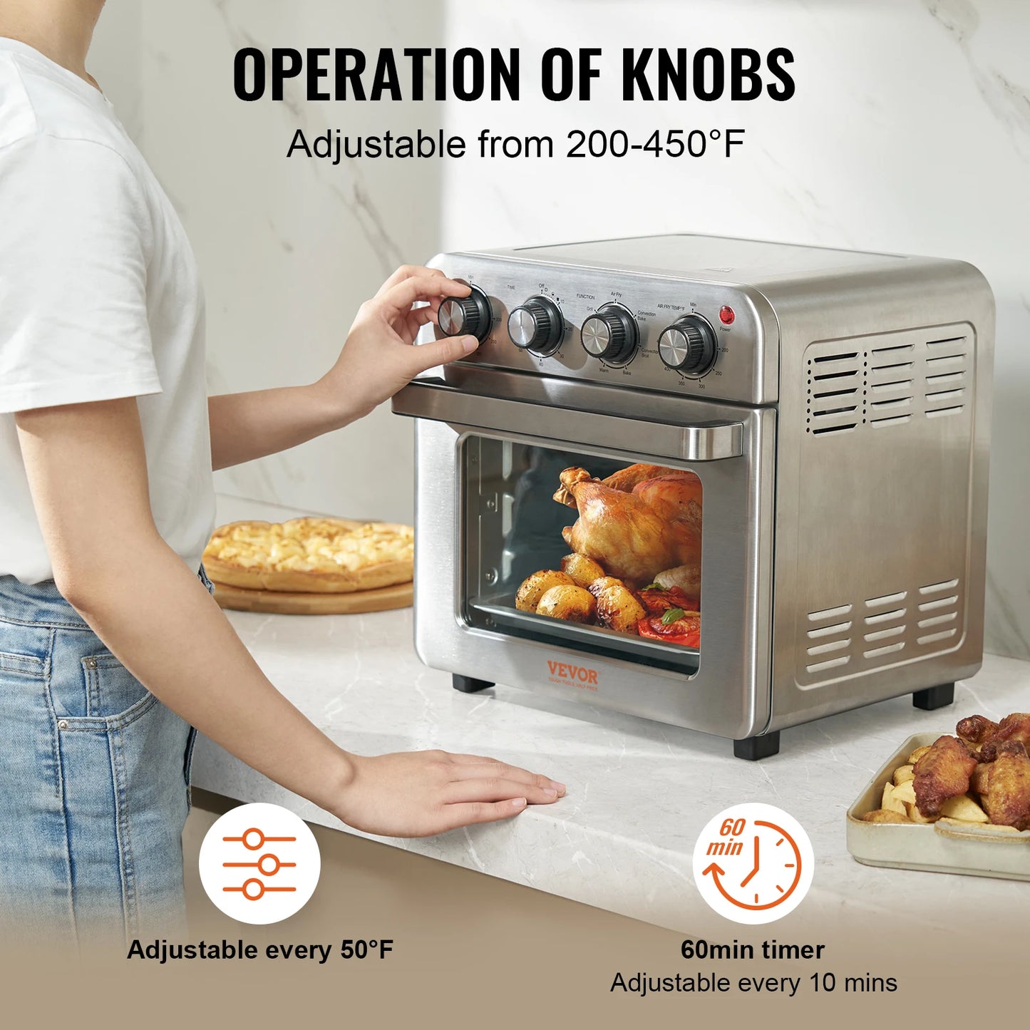 Air Fryer Toaster Oven Stainless Steel Countertop