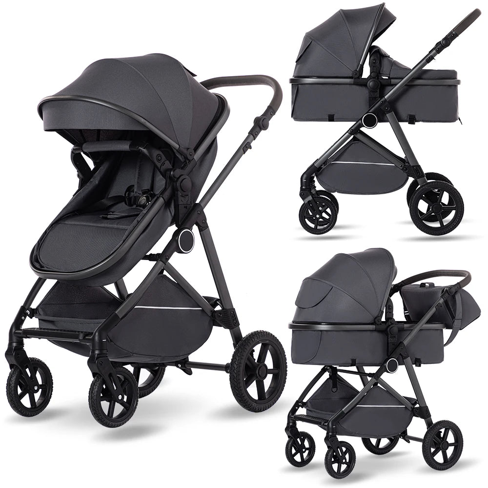 2 in 1 Baby Stroller Foldable  Adjustable Canopy
