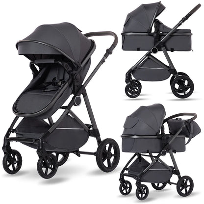 2 in 1 Baby Stroller Foldable  Adjustable Canopy