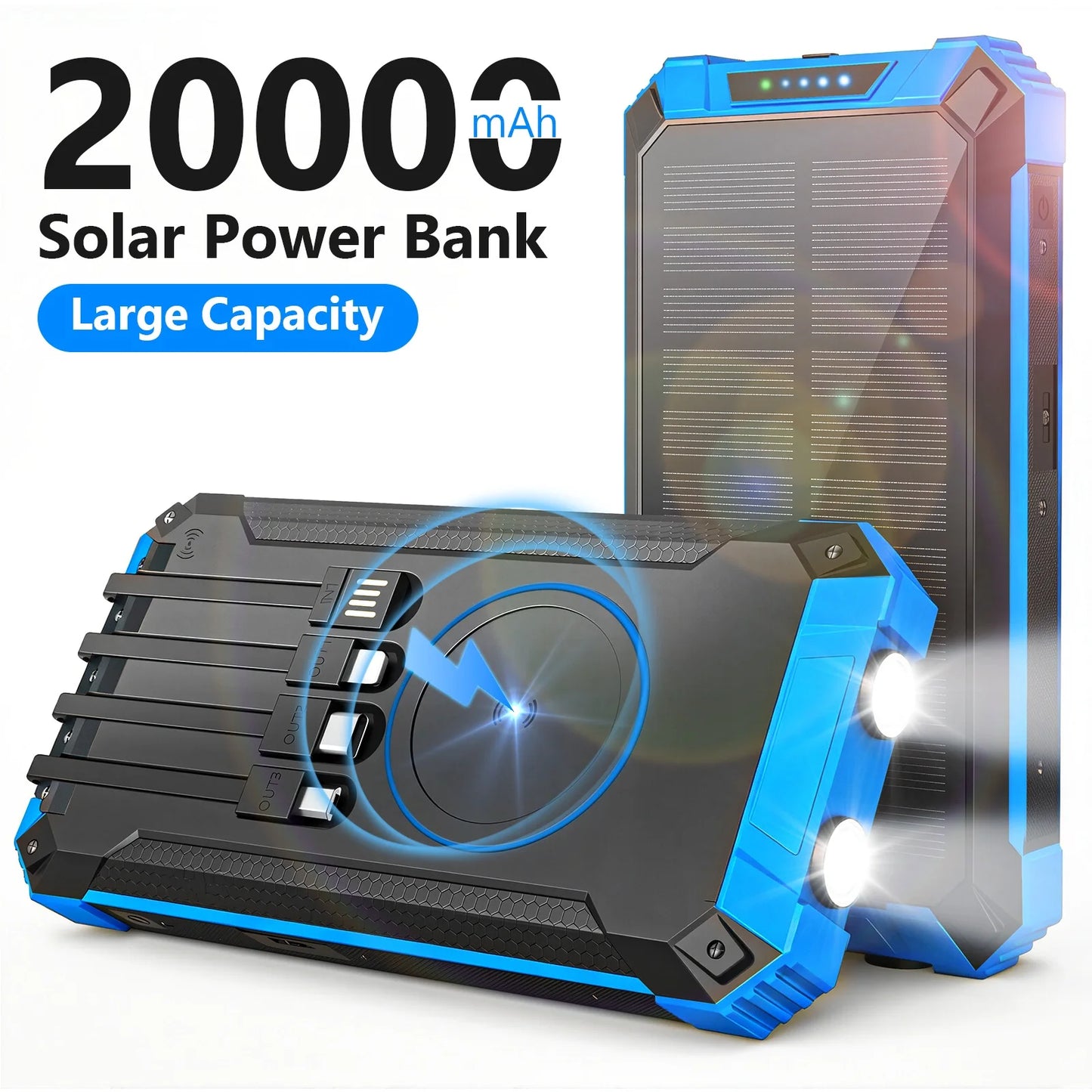Portable Solar Power Bank Wireless Charging