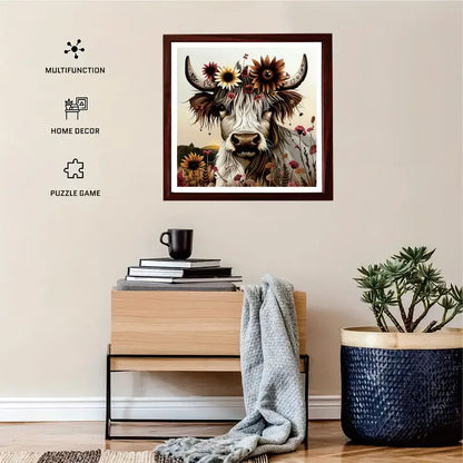 Sunflower Yak Wooden Jigsaw Puzzle