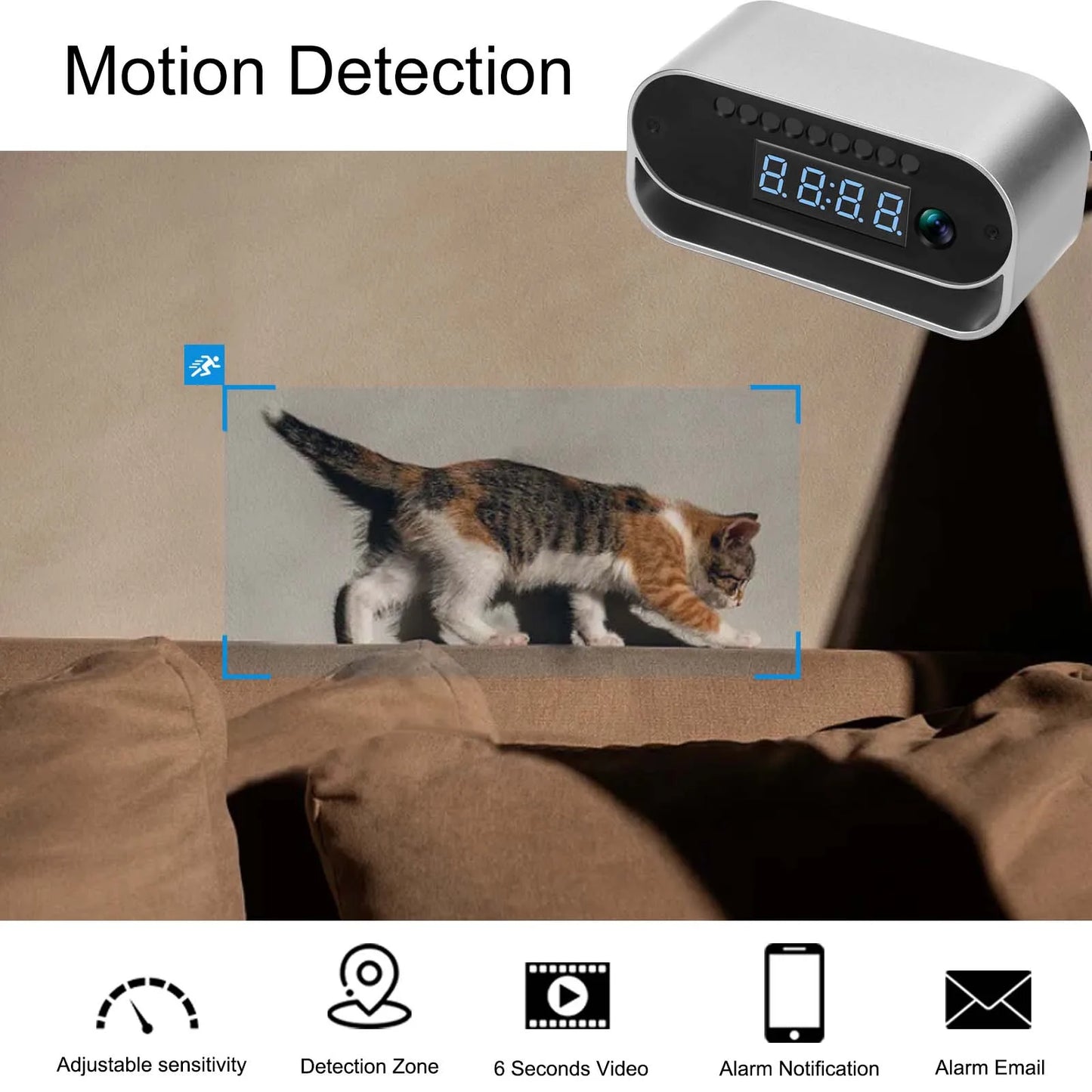 Camera Clock Covert Surveillance Camera Motion Detection