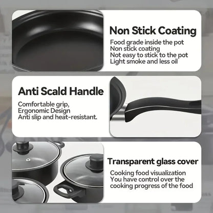 Nonstick Cookware Set Black - Induction Compatible