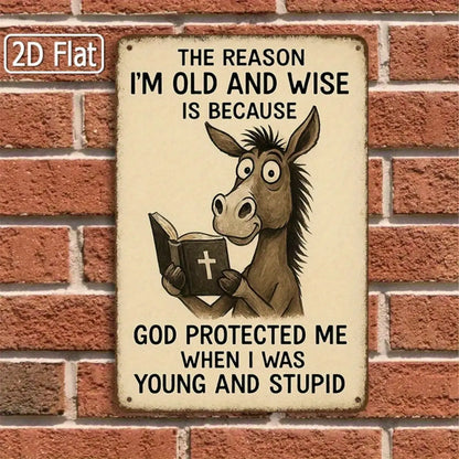 Donkey Tin Sign Funny Old And Wise Quote