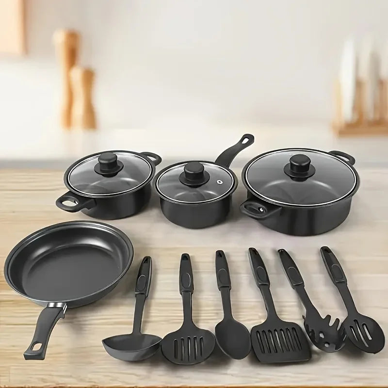 Nonstick Cookware Set Black - Induction Compatible