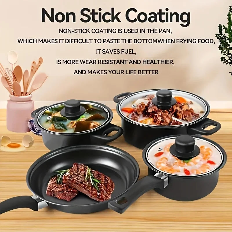 Nonstick Cookware Set Black - Induction Compatible