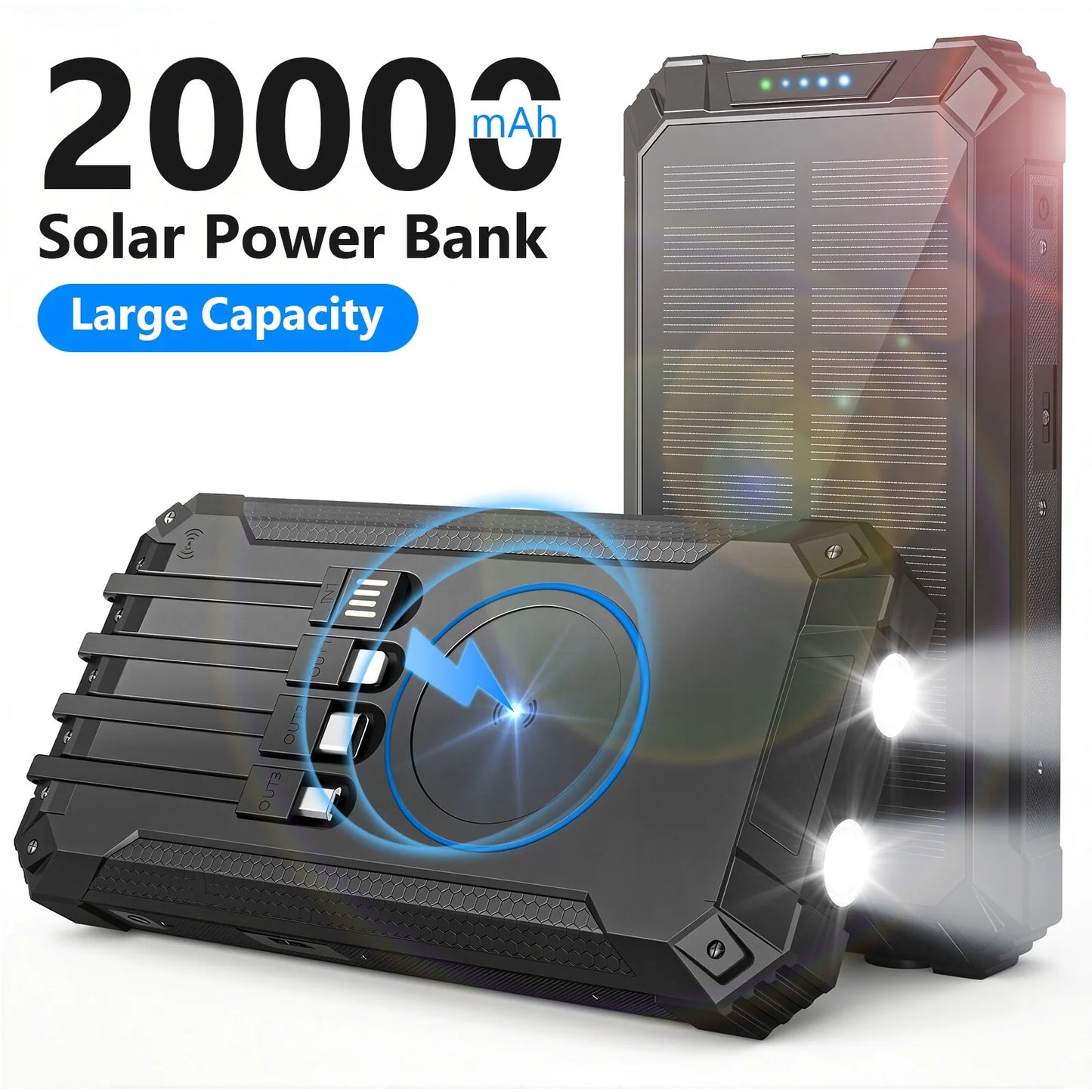 Portable Solar Power Bank Wireless Charging