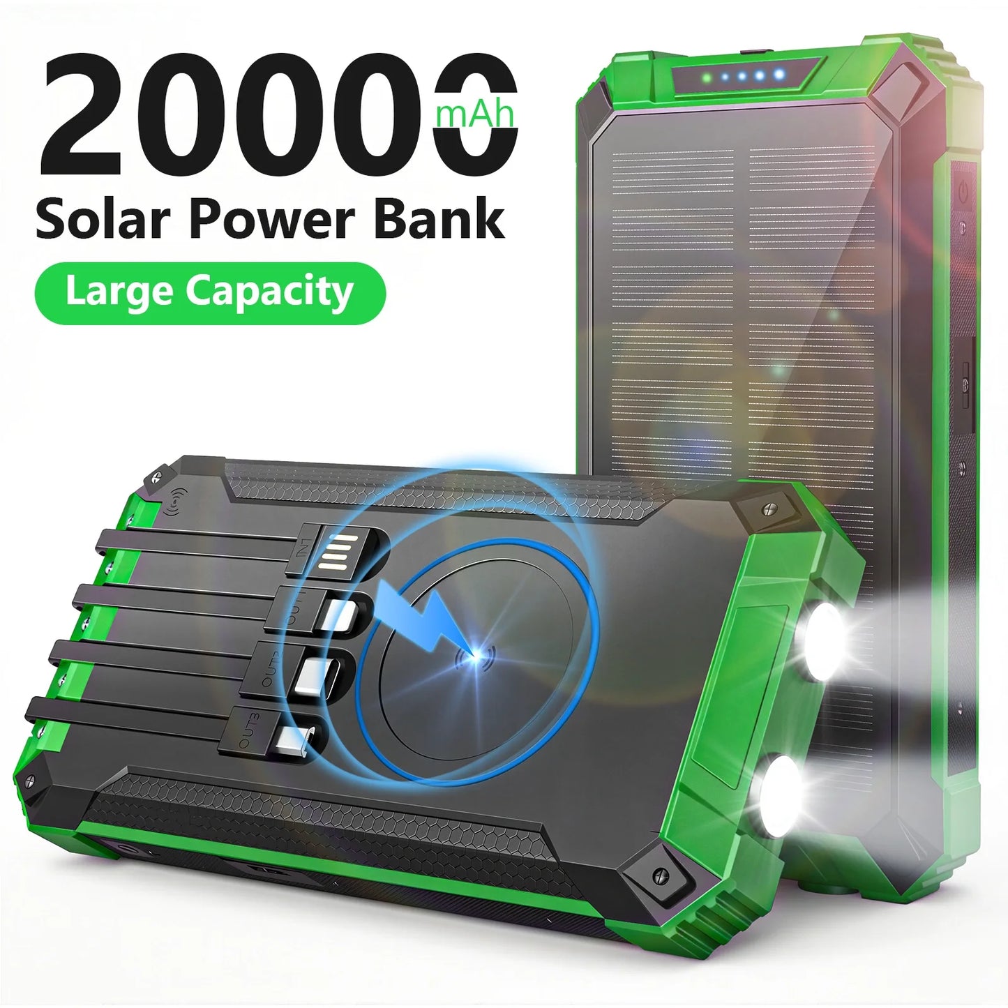 Portable Solar Power Bank Wireless Charging