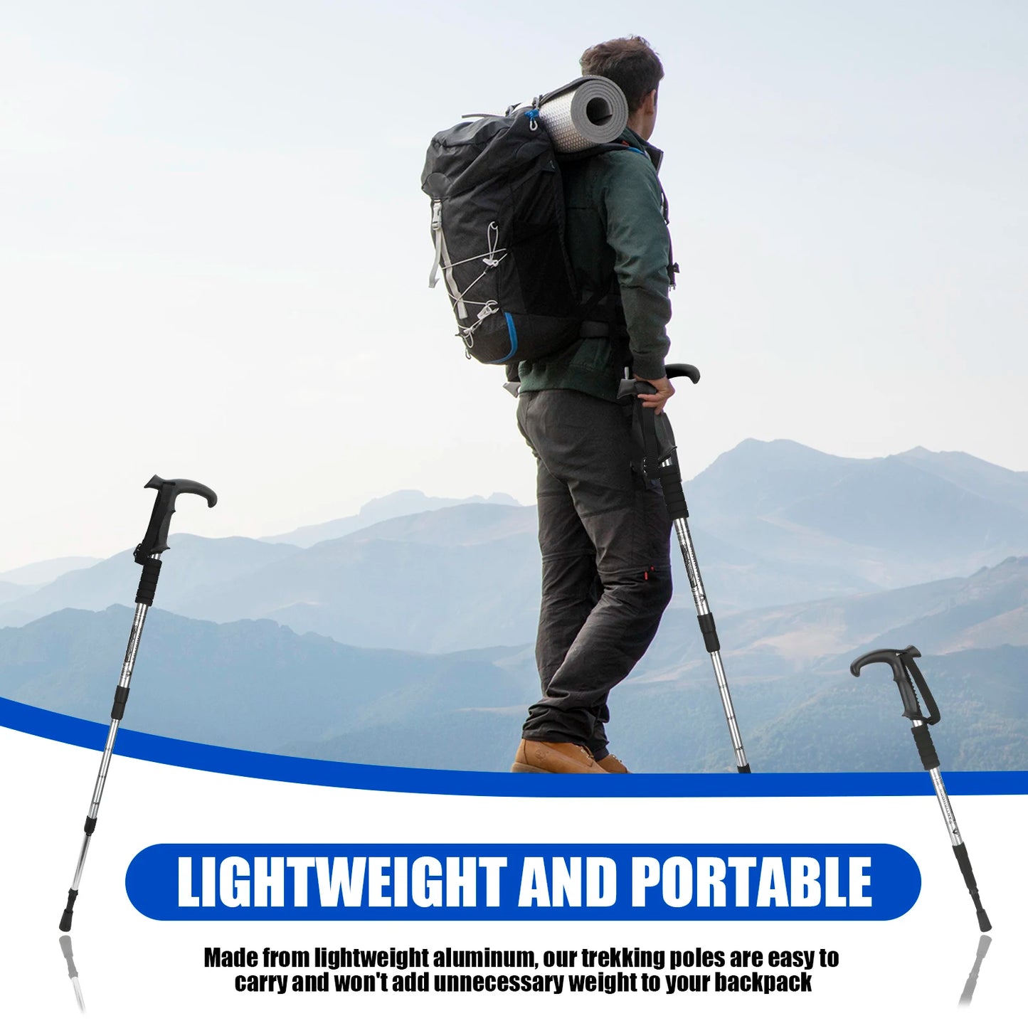 Hiking Sticks Walking Trekking Poles Mountaineering