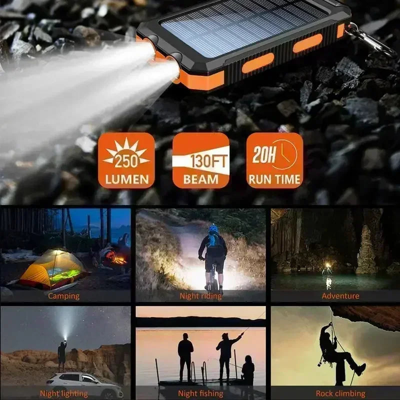 Solar Power Bank Fast Charge Flashlight