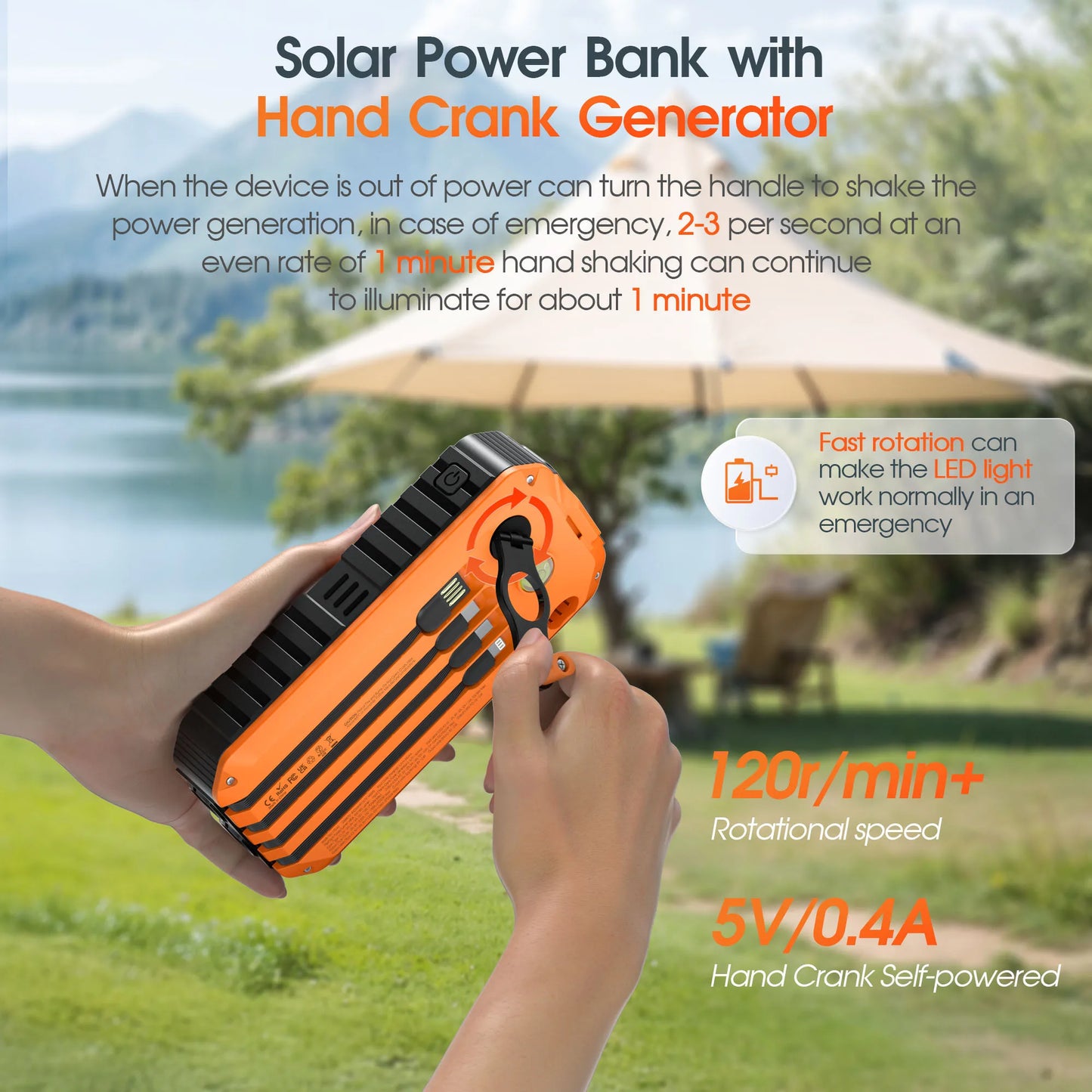 Solar Power Bank Built-in Flashlight Charger