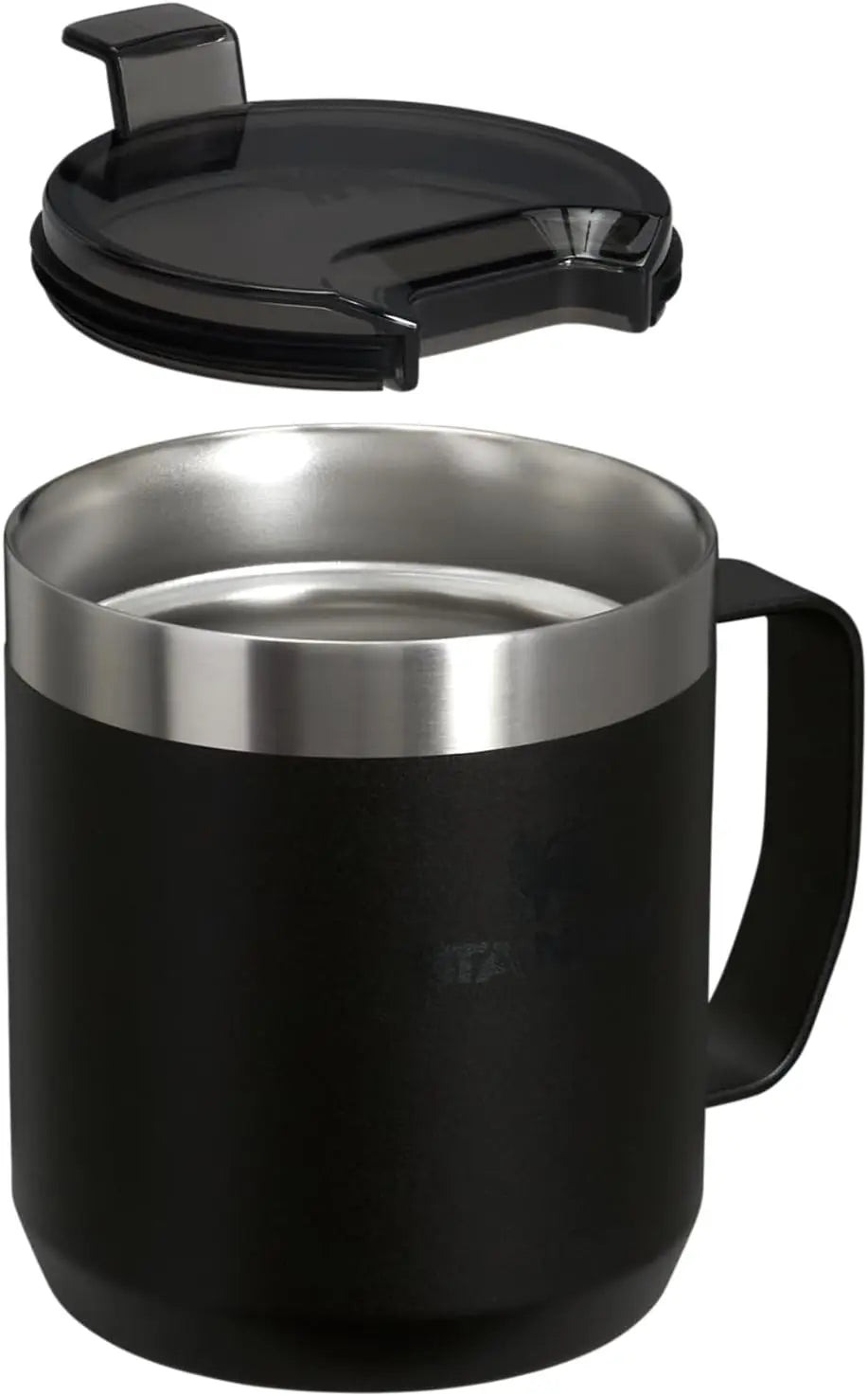 Insulated Stainless Steel Camp Mug with Press-Fit Lid, BPA-Free, Holds Coffee, Tea & Drinks, 12 oz Capacity in Black