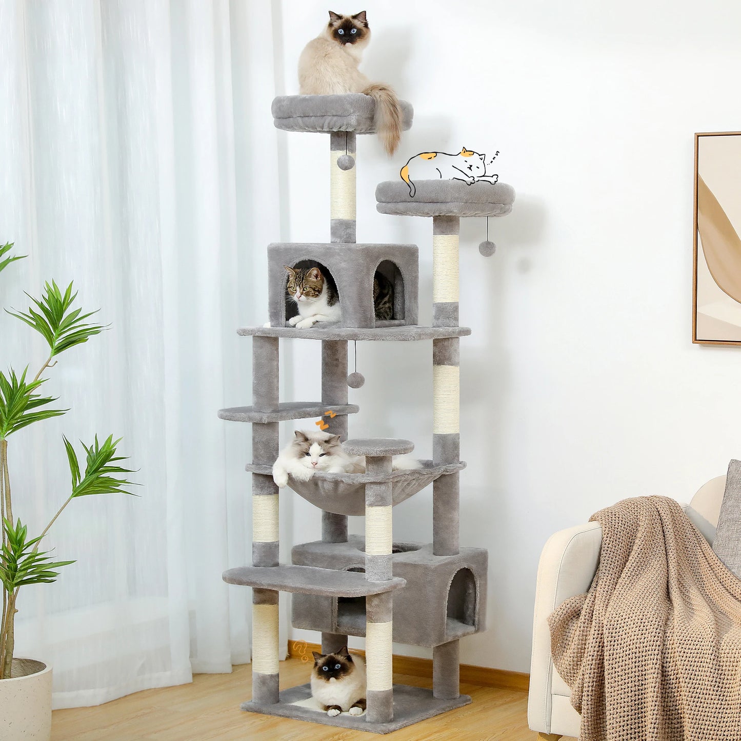 Cat Tree Tower Indoor Scratching Posts Spacious