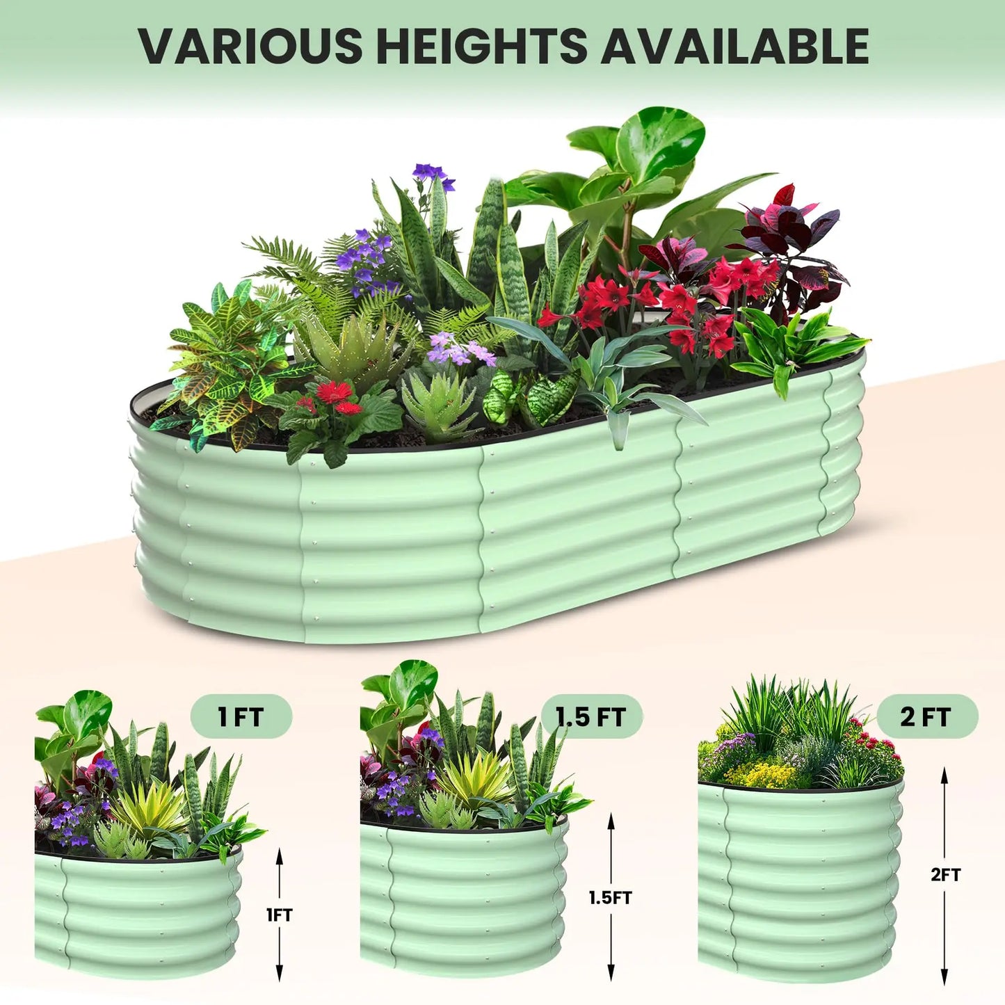 2-Pack Galvanized Steel Raised Garden Bed