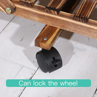 Wood Plant Rack  Rolling Flower Pot Holder