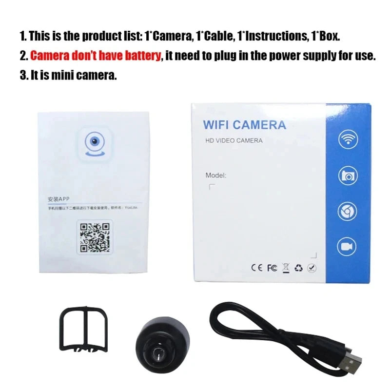 Mini WiFi Camera with Night Vision - Wireless Security