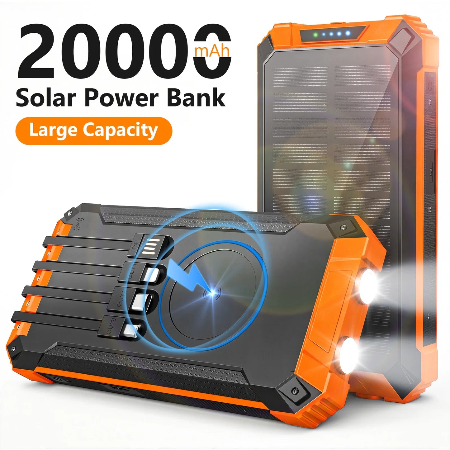 Portable Solar Power Bank Wireless Charging