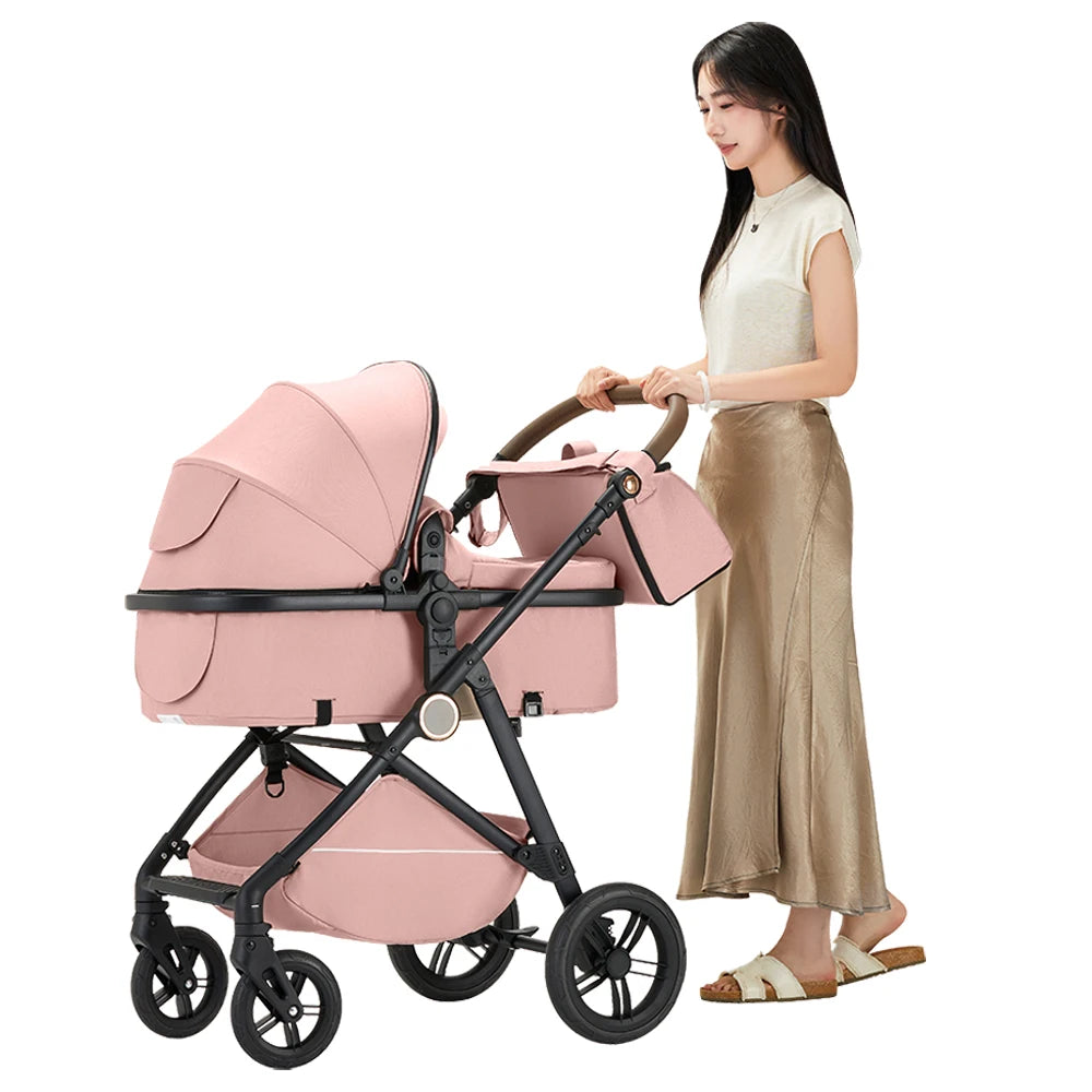 2 in 1 Baby Stroller Foldable  Adjustable Canopy