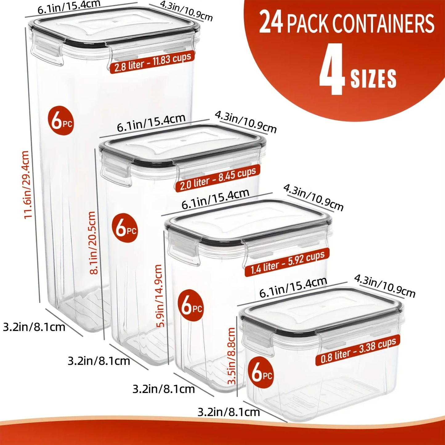 24 Piece Airtight Food Storage Containers BPA-Free