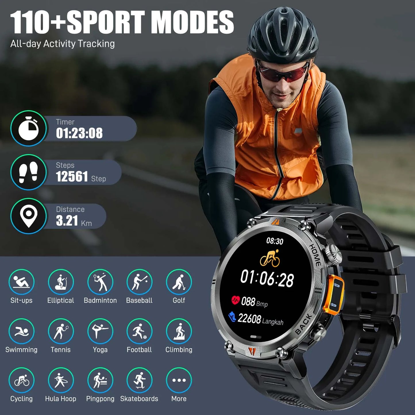 Bluetooth Smartwatch Touch Screen Health Monitor