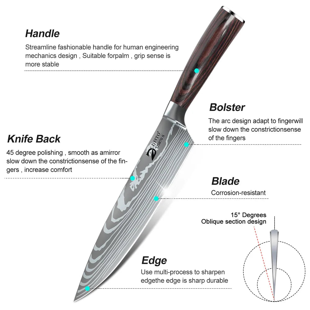 Kitchen Knife Set Damascus Stainless Steel