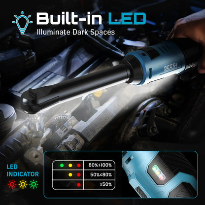 3/8"Cordless Electric Wrench Rechargeable Angle Wrench