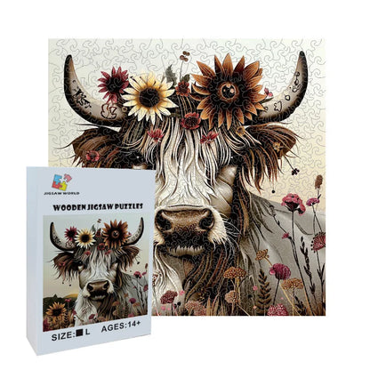 Sunflower Yak Wooden Jigsaw Puzzle