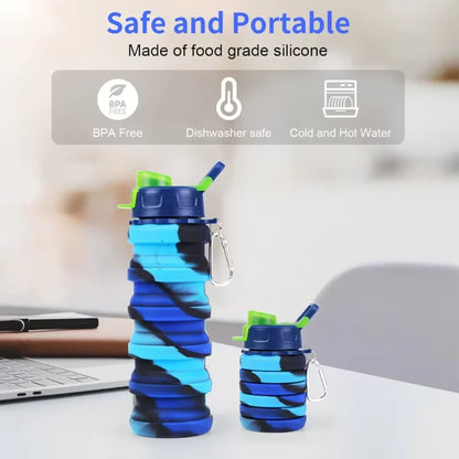 Silicone Collapsible Folding Sports Water Bottle