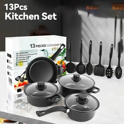 Nonstick Cookware Set Black - Induction Compatible