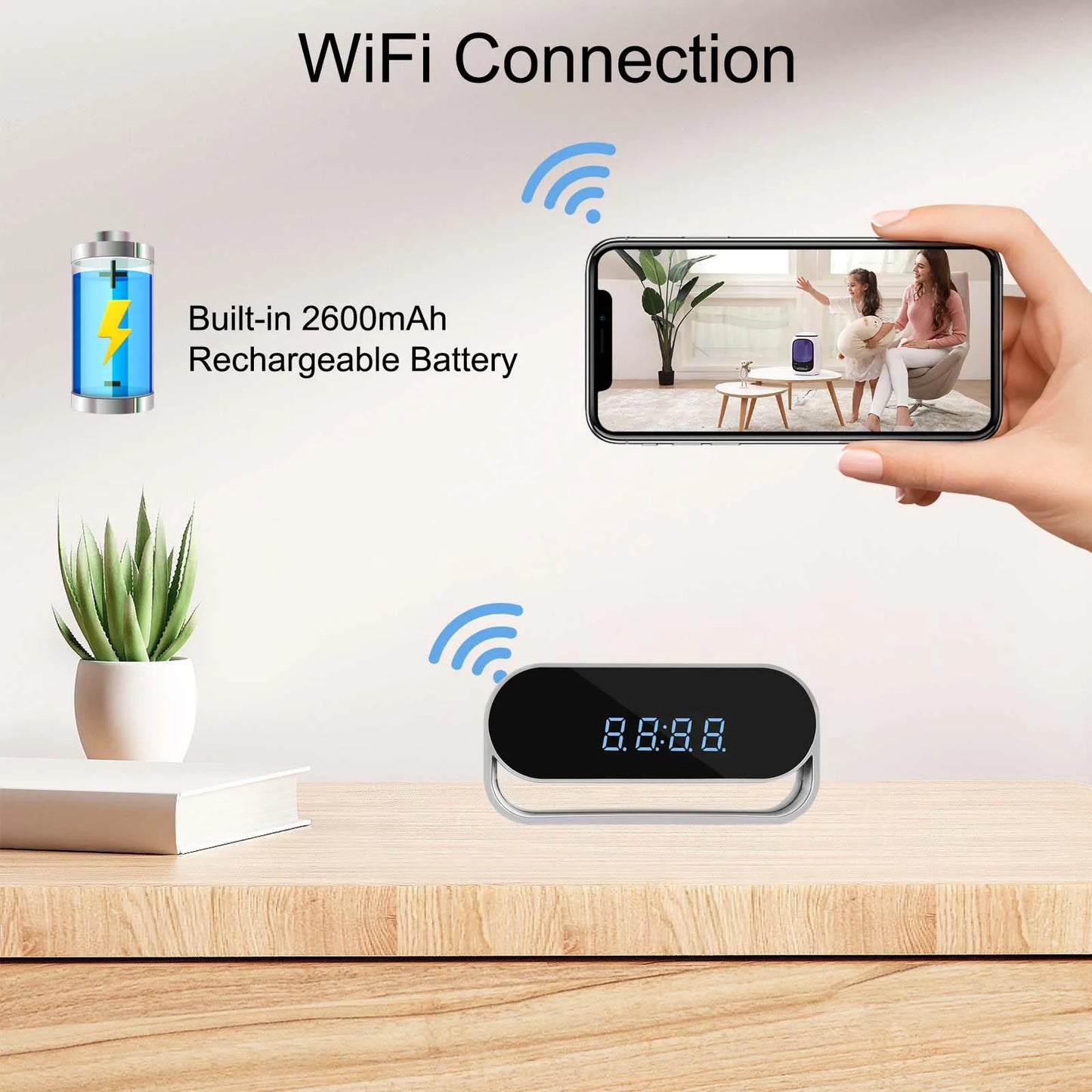Camera Clock Covert Surveillance Camera Motion Detection