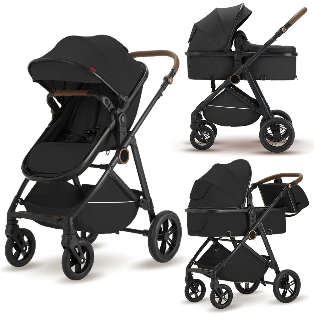 2 in 1 Baby Stroller Foldable  Adjustable Canopy