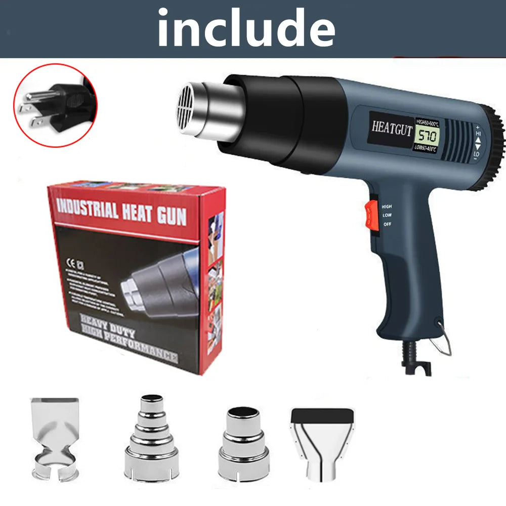 2000W Electric Heat Gun With LCD Display Adjustable Temperature Hair Dryer Tools For Soldering Thermal Blower Shrink Wrapping
