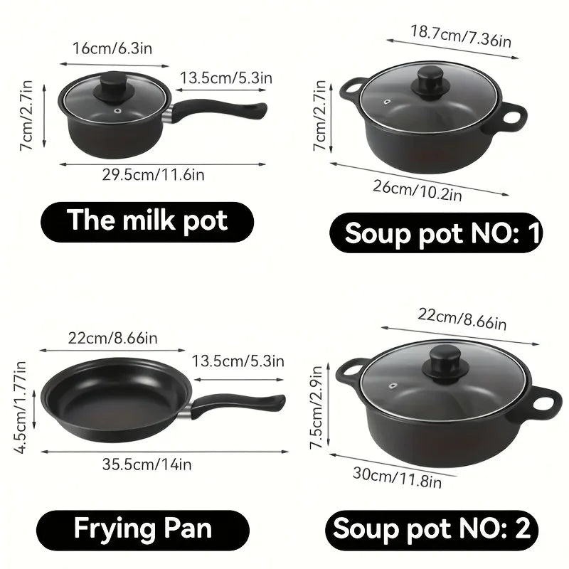 Nonstick Cookware Set Black - Induction Compatible