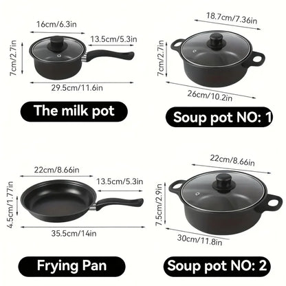 Nonstick Cookware Set Black - Induction Compatible