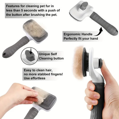 Dog Cat Grooming Brush Self-Cleaning
