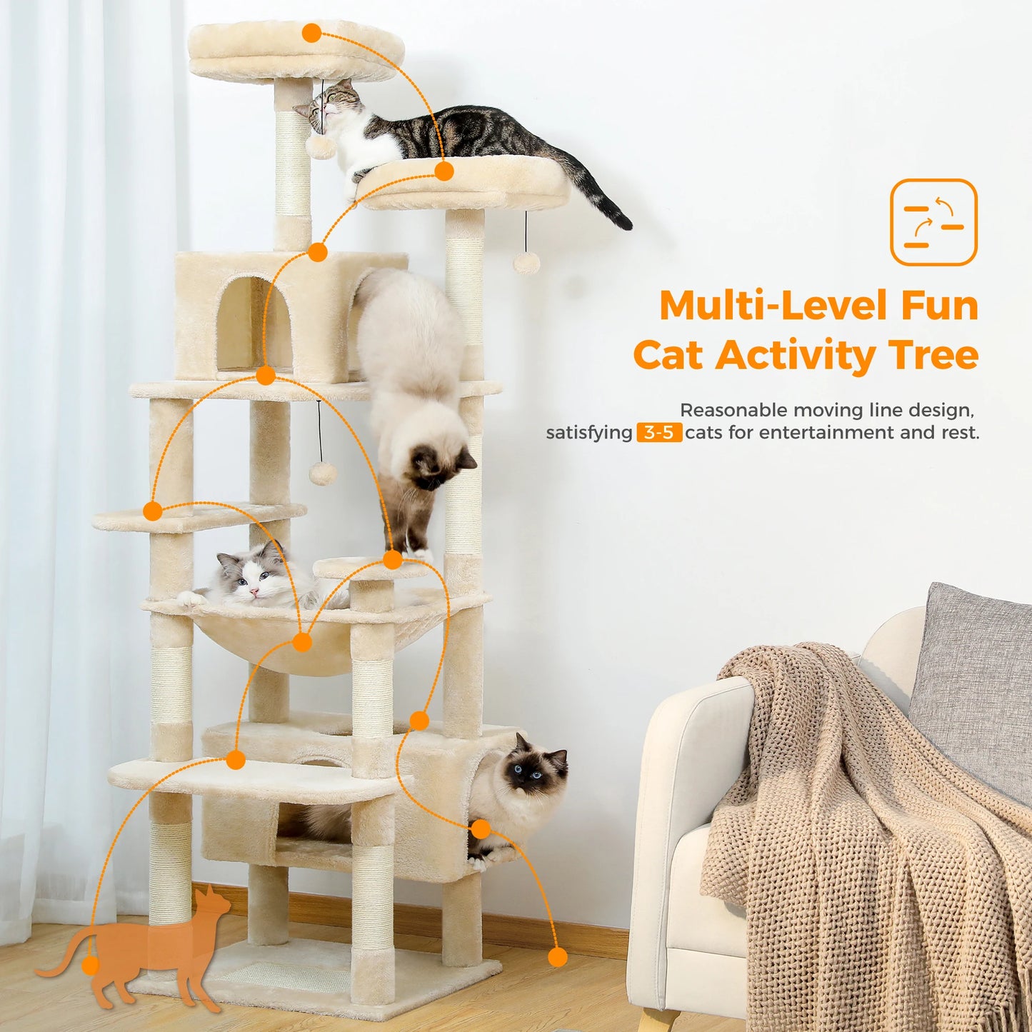Cat Tree Tower Indoor Scratching Posts Spacious