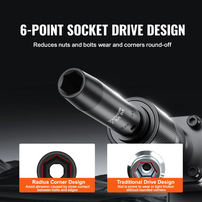 1/2" Drive Impact Socket Set  6 Point Cr-V Alloy Steel