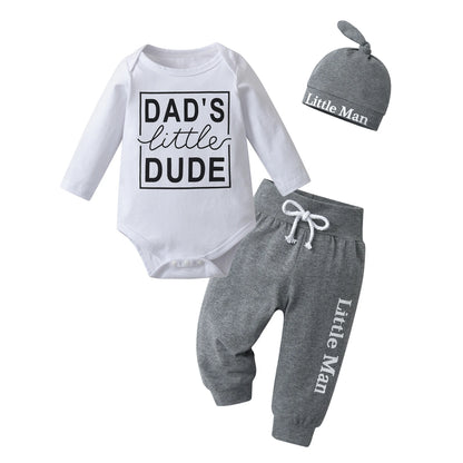 Baby Boy 3PCS Clothes Set Printed Bodysuit